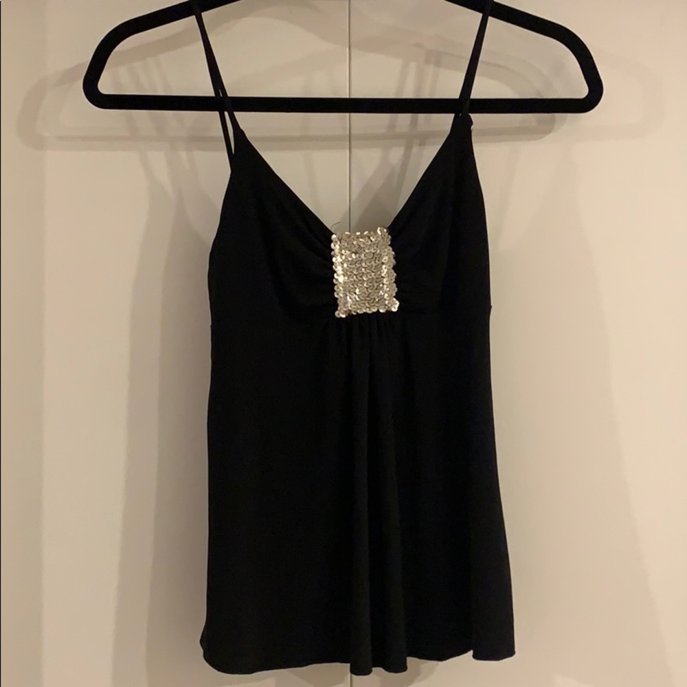 Blossom Black Gold Sequin Camisole Tank Top S